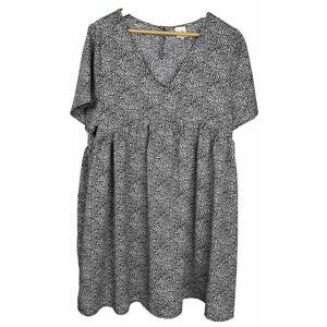 Cozy Casual Dress Babydoll‎ Flutter Short Sleeve Leopard Print Black Brown Large